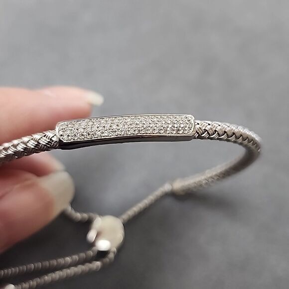 NEW EFFY 925 Sterling Silver Diamond Bolo Bracelet - Picture 3 of 3